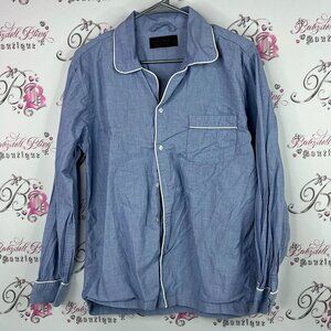 Denver Hayes button up lounge Light Blue Shirt Jacket with White Trim